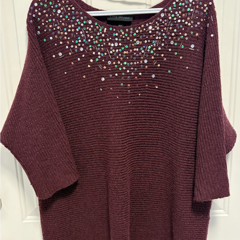 Lane Bryant Purple Sweater with Sparkling Accents